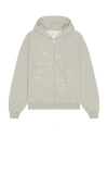 Flâneur Blossom Patches Zip-up Hoodie In Grey