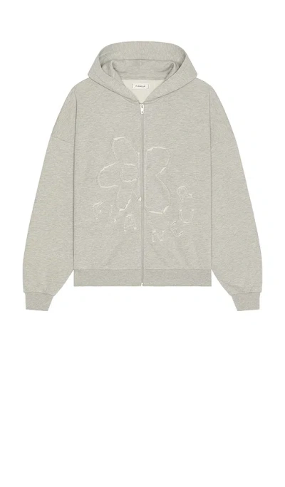 Flâneur Blossom Patches Zip-up Hoodie In Grey