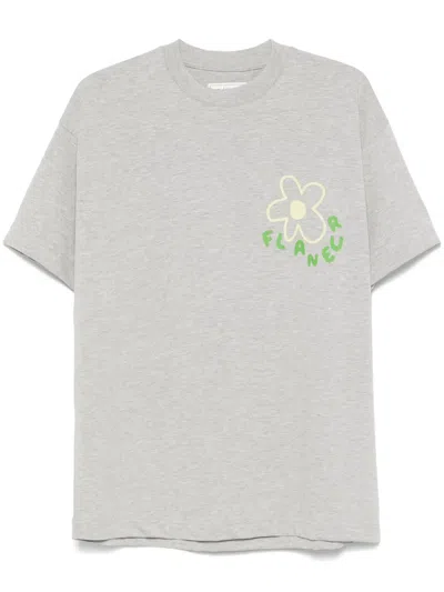 Flâneur Blossom-print T-shirt In Grey