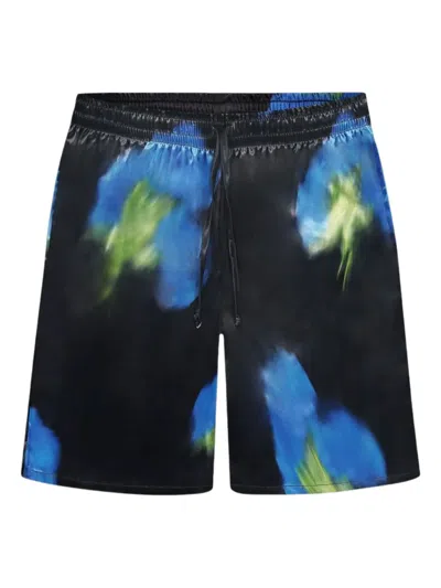 Flâneur Blurred Floral Print Shorts In Black