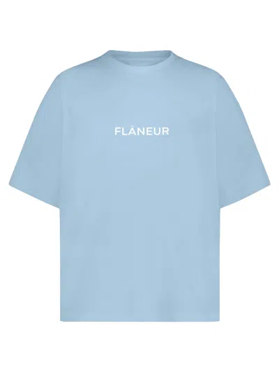Flâneur Flaneur Box Logo Light Blue T Shirt