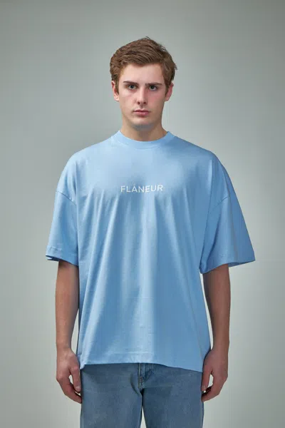 Flâneur Box Logo T-shirt In Blue