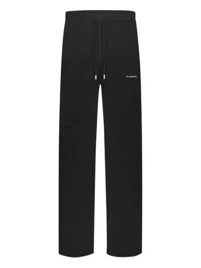 Flâneur Cotton Ribbed-cuff Track Pants In Black