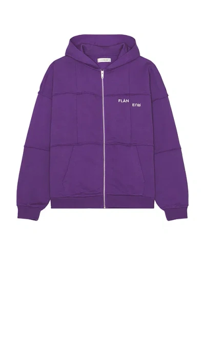 Flâneur Cut And Sew Zip-up Hoodie In Purple