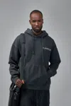 Flâneur Double Logo Washed Hoodie In Blue