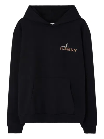 Flâneur Embroidered Graphic Hoodie In Black