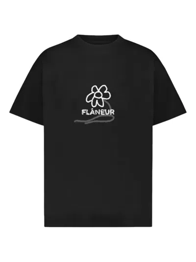 Flâneur Flower Stalk T-shirt In Black