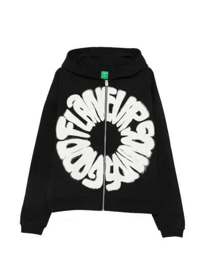 Flâneur Graphic-print Zip-fastening Hoodie In Black