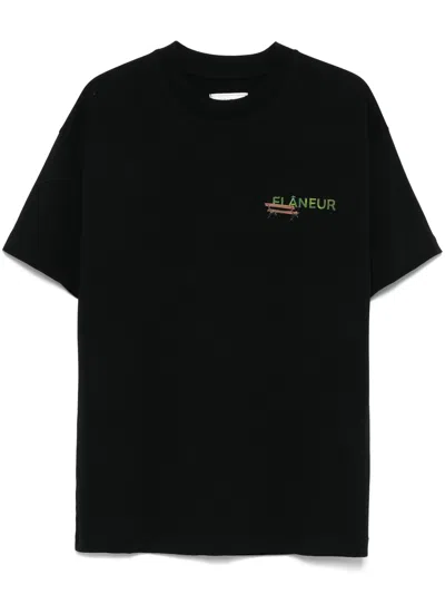 Flaneur Homme Black Cotton T Shirt