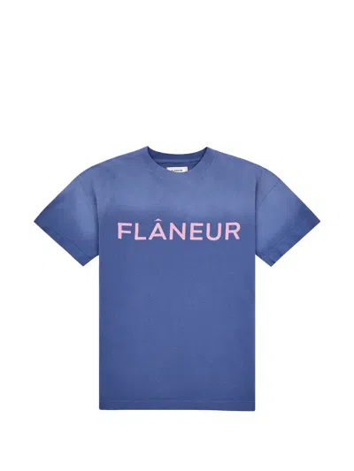 Flâneur Logo-print Faded T-shirt In Blue