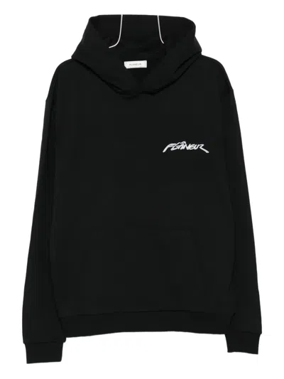 Flâneur Logo-print Hoodie In Black