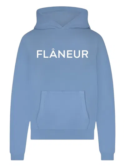 Flâneur Logo-print Hoodie In Blue