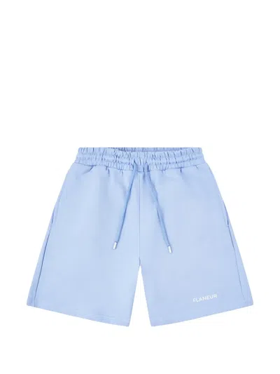 Flâneur Logo Track Shorts In Blue