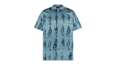 Pre-owned Flâneur Men's Flaneur Boulevardiers Hooded Shirt In Sky Blue