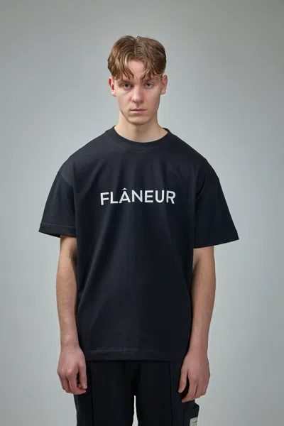 Flâneur Printed Logo T-shirt In Black