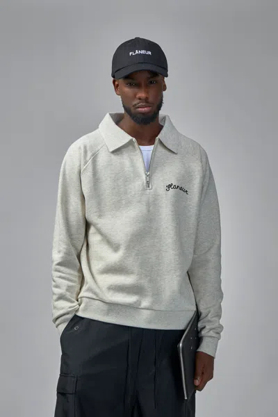 Flâneur Signature Raglan Half Zip In Gray