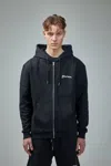 Flâneur Signature Zip-up Hoodie In Black