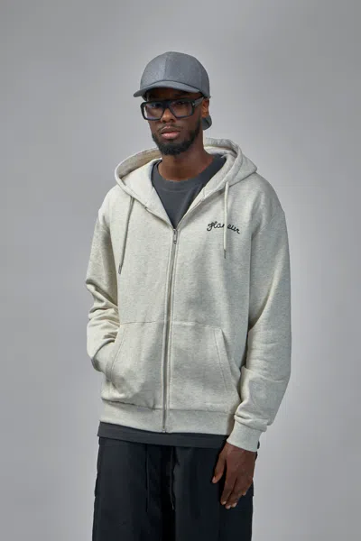Flâneur Signature Zip-up Hoodie In Gray