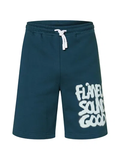 Flâneur Sounds Good Spray Logo-print Cotton Shorts In Blue
