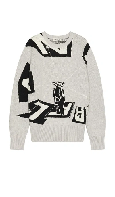 Flâneur Spectator Jacquard Sweater In Light Grey