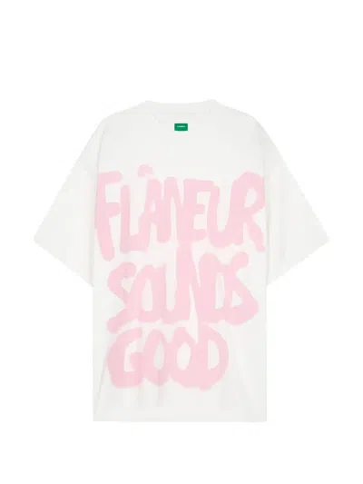 Flâneur Spray-effect Logo-print T-shirt In White