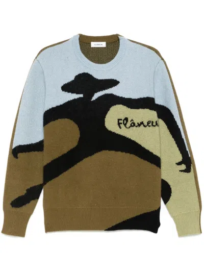 Flâneur Swirl Sweater In Green