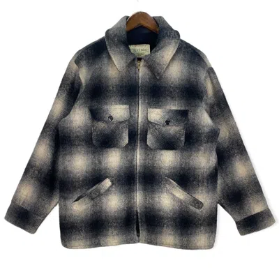 Pre-owned Flannel X Made In Usa Vintage Melton Flannel In Black/white