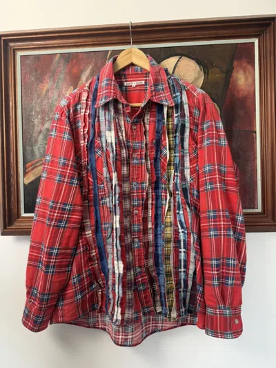 Pre-owned Flannel X Needles Rebuild By Needles 7 Cut Flannel Shirt Button Up Japanese In Red