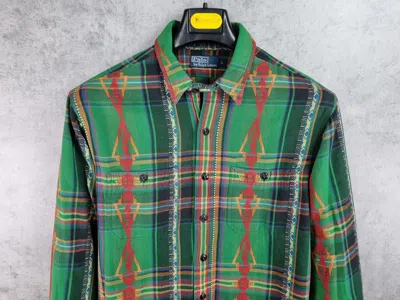 Pre-owned Flannel X Polo Ralph Lauren Design Polo Ralph Laurent Flannel Shirt In Mix Green