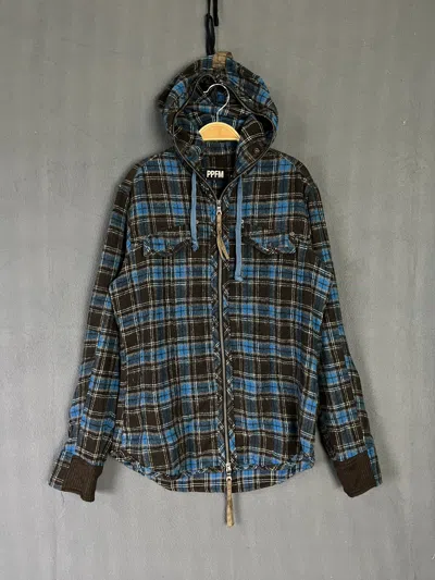 Pre-owned Flannel X Ppfm Plaid Zip Up Wool Hoodie In Multi