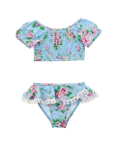 Flap Happy Kids' 2pc Blue Country Floral Top & Bikini Bottom Set