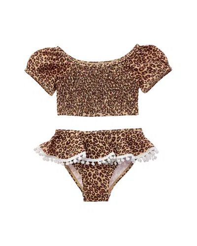 Flap Happy Kids' 2pc Original Print Swim Suit In Brown