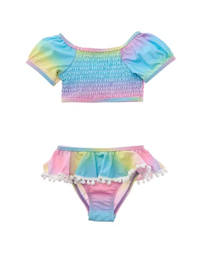 Flap Happy Kids' 2pc Rainbow Ombre Top & Bikini Bottom Set In Multi