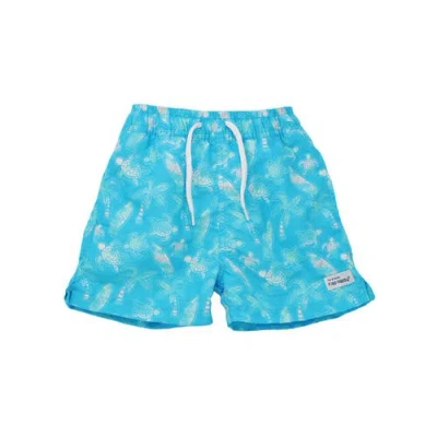 Flap Happy Babies'  Boys Upf 50+ Wesley Swim Trunks With Mesh Liner In Coco Beach Turtles