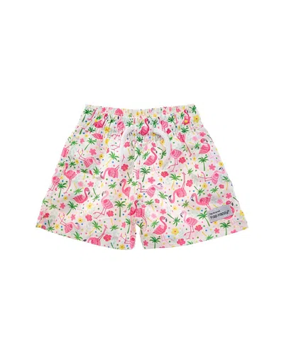 Flap Happy Kids' Flamingo Party Short In White