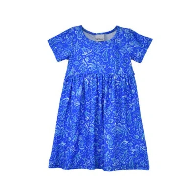 Flap Happy Kids'  Girl's Playtime Upf 50+ Laya Short Sleeve Tee Dress In Blue