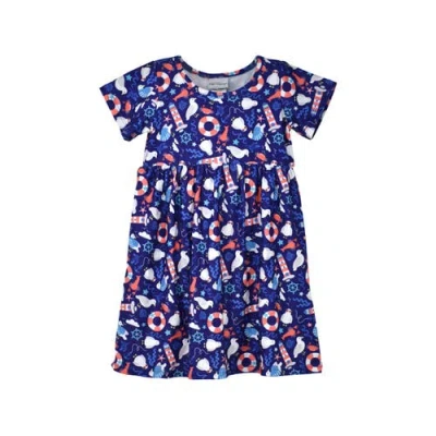 Flap Happy Kids'  Girl's Playtime Upf 50+ Laya Short Sleeve Tee Dress In Blue
