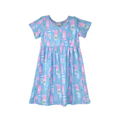 Flap Happy Kids'  Girl's Playtime Upf 50+ Laya Short Sleeve Tee Dress In Blue