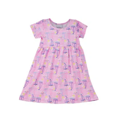 Flap Happy Babies'  Girl's Playtime Upf 50+ Laya Short Sleeve Tee Dress In Sail Away