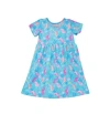 Flap Happy Babies'  Girl's Playtime Upf 50+ Laya Short Sleeve Tee Dress In Seahorse Garden