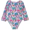 Flap Happy Kids'  Girl's  Upf 50+ Charlie Long Sleeverash Guard Swimsuit In Island Doodles