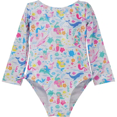Flap Happy Kids'  Girl's  Upf 50+ Charlie Long Sleeverash Guard Swimsuit In Mermaid Friends