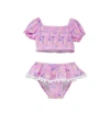 Flap Happy Kids'  Girl's  Upf 50+ Gemma Two Piece Pom-pom Swimsuit In Sail Away