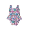 Flap Happy Girl's Upf 50+ Stella Infant Ruffle Swimsuit In Island Doodles