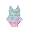 Flap Happy Babies'  Girl's Upf 50+ Stella Infant Ruffle Swimsuit In Lotus & Lillies