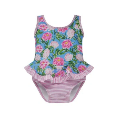 Flap Happy Babies'  Girl's Upf 50+ Stella Infant Ruffle Swimsuit In Brown