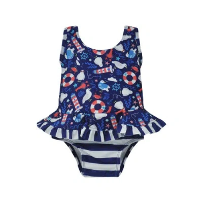 Flap Happy Babies'  Girl's Upf 50+ Stella Infant Ruffle Swimsuit In Multi