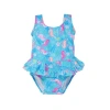 Flap Happy Babies'  Girl's Upf 50+ Stella Infant Ruffle Swimsuit In Seahorse Garden
