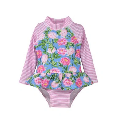 Flap Happy Babies'  Girls'  Sun Protective Upf 50+ Alissa Infant Ruffle Rash Guard Swimsuit In Pink