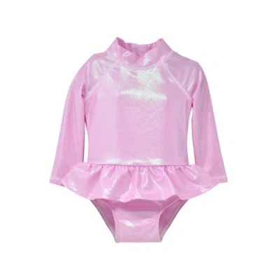 Flap Happy Babies'  Girls'  Sun Protective Upf 50+ Alissa Infant Ruffle Rash Guard Swimsuit In Pink